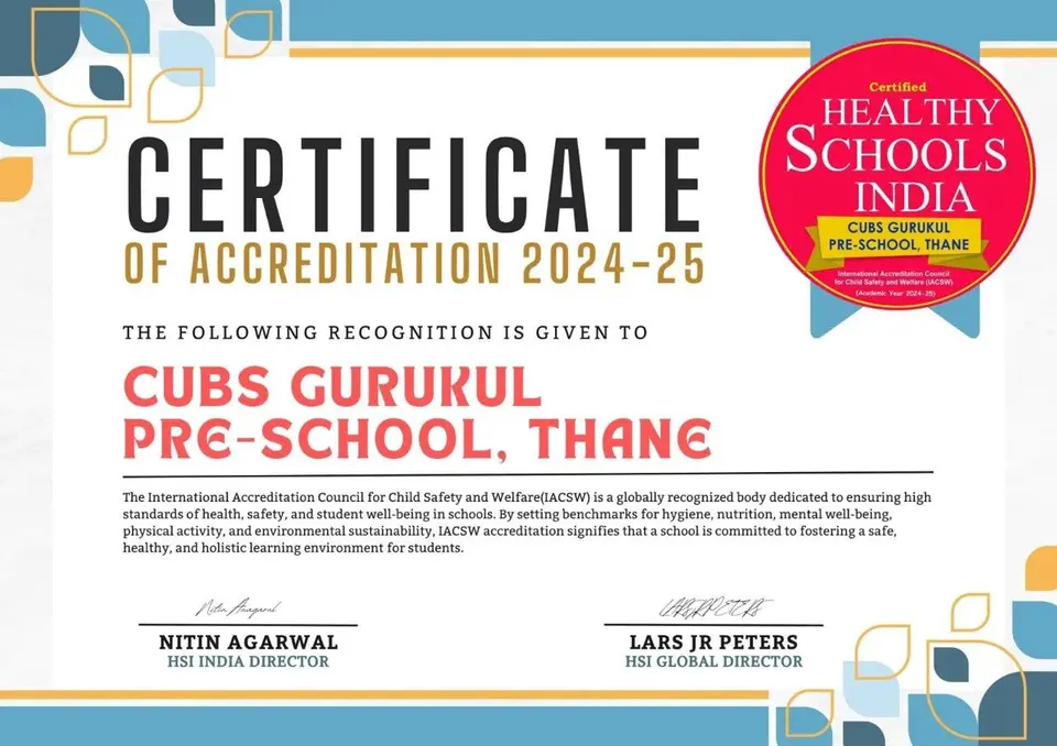 Healthy Schools India – Certificate of Accreditation 2024-25