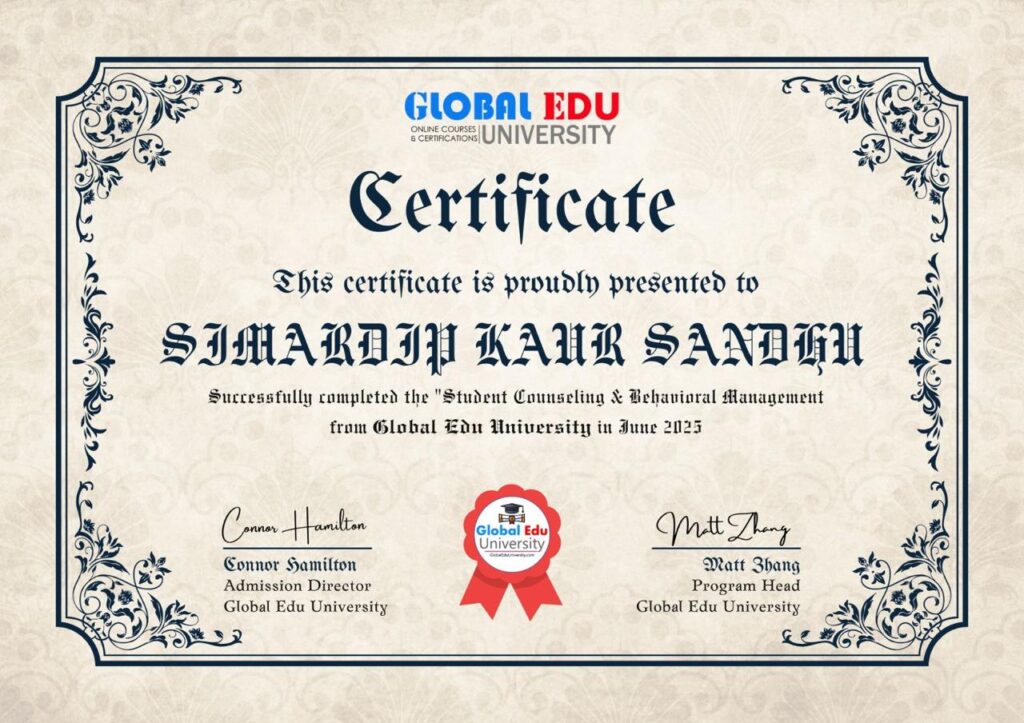Simardip Kaur Certificate Student Counselling & Behaviours
